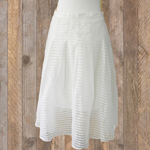 Anthropologie Leifsdottir Shadow Stripe Midi Skirt in Whte Size 6 - Picture 2 of 11